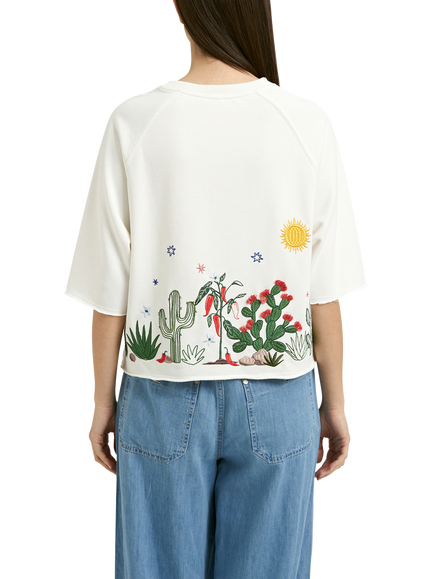 Smith & Soul Raglan Embroidered Short Sleeve Sweatshirt, Off White - view 2, Off White
