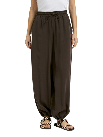 Smith & Soul Balloon Hem Pull On Drawstring Trousers, Dark Chocolate, Dark Chocolate
