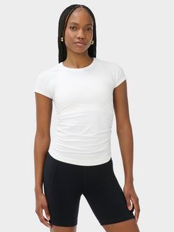 Sweaty Betty Athlete Crop Seamless Ruched T-Shirt, White, White