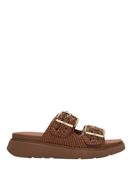 FitFlop Gen-FF Woven Faux Leather Two Bar Slider Sandals, Terracotta Tan, Terracotta Tan