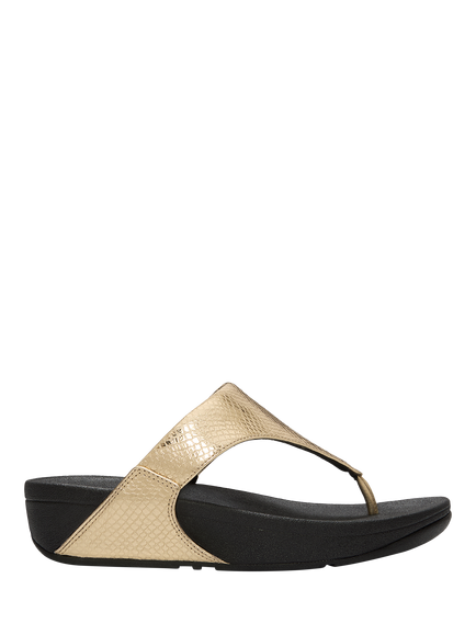 FitFlop Lulu Metallic Leather Toe Post Sandals, Platino, Platino