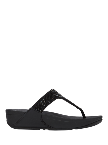 FitFlop Lulu Crystal Toe Post Sandals, Black, Black