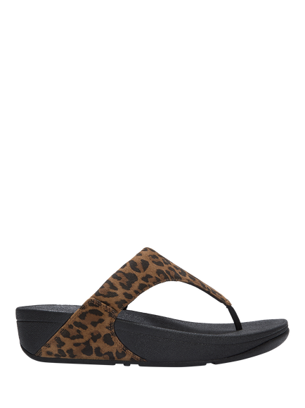 FitFlop Lulu Leopard Suede Toe Post Sandals, Tan/Black, Tan/Black