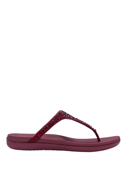 FitFlop Solay Mixed Crystal Toe Post Sandals, Dark Merlot, Dark Merlot