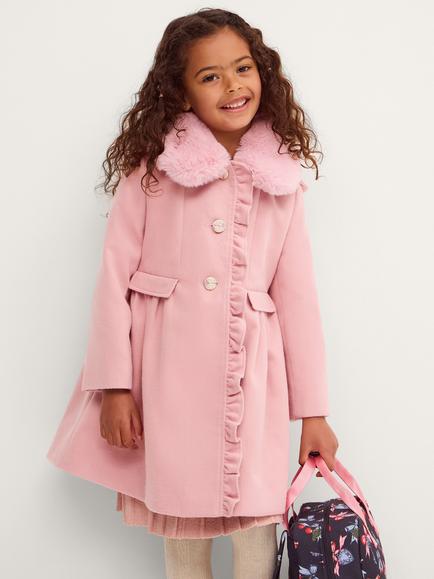 Monsoon Kids' Smart Frill Coat, Pink