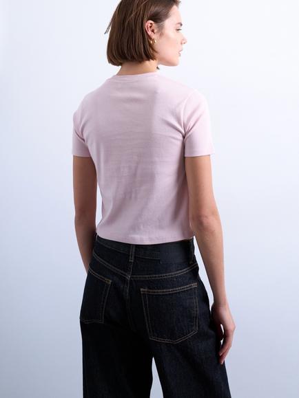 Topshop Shrunk Crew Neck Cotton T-Shirt, Light Pink - view 2, Light Pink