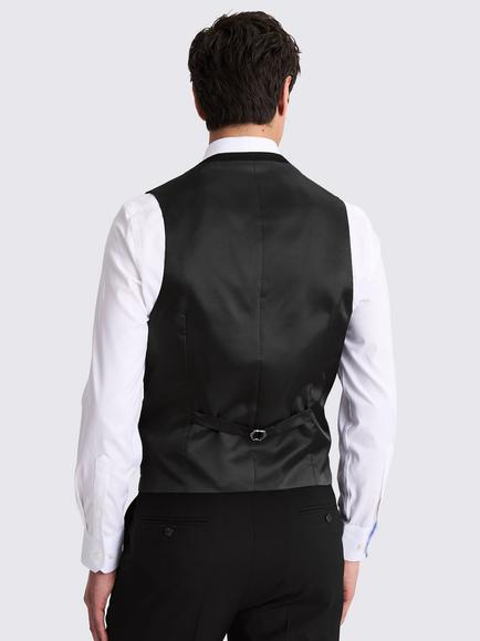 Moss Regular Fit Stretch Suit Waistcoat, Black - view 2, Black