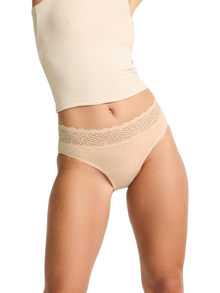 Modibodi Sensual High Waist Bikini Period Knickers, Light Absorbency, Cashew