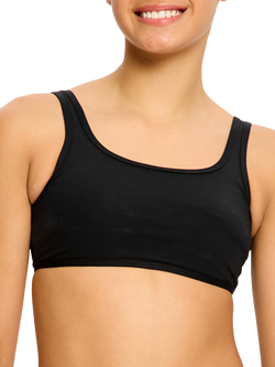 Modibodi Teen Swim Non Padded Crop Top, Black, Black