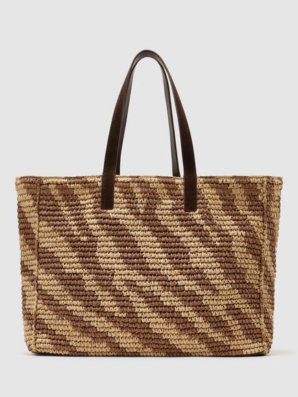 Reiss Rosie Raffia Effect Zebra Print Tote Bag, Natural/Tan - view 2, Natural/Tan
