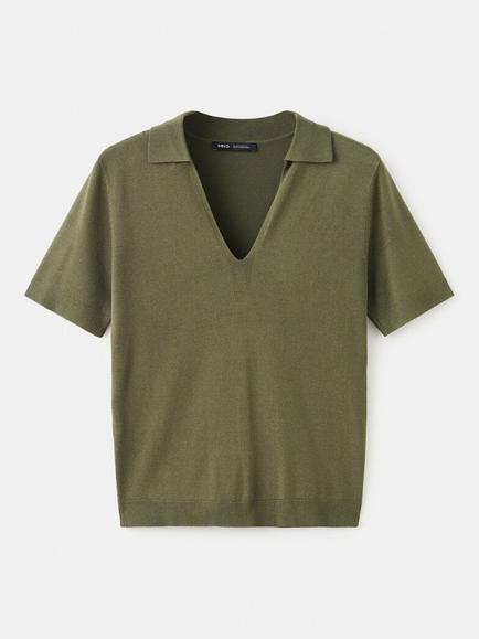Mango Short Sleeve Polo Shirt, Khaki - view 2, Khaki