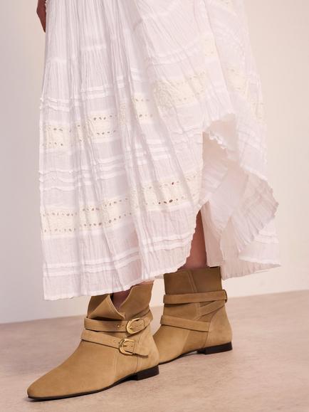 Mint Velvet Libby Suede Strappy Ankle Boots, Natural Tan - view 2, Natural Tan