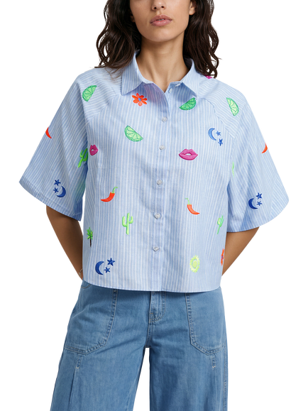 Smith & Soul Cotton Raglan Sleeve Stripe Shirt, Blue Multi, Blue Multi