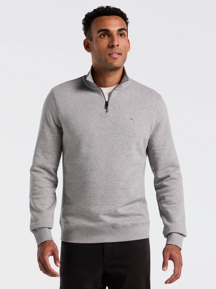 Original Penguin Cotton Blend Quarter-Zip Sweatshirt, Rain Heather