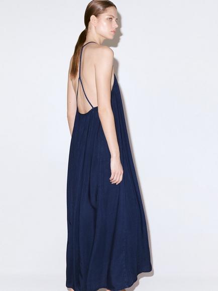 Mango Denim A-Line Maxi Dress, Dark Denim - view 2, Dark Denim