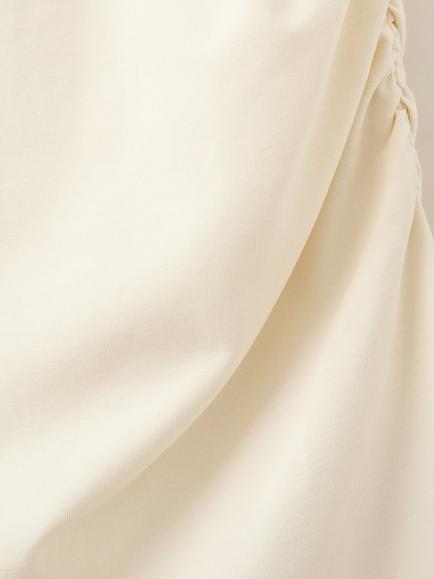 Mango Side Ruched Mini T-Shirt Dress - view 2, Vanilla