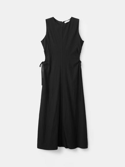 Mango A-Line Round Neck Sleeveless Midi Dress, Black, Black