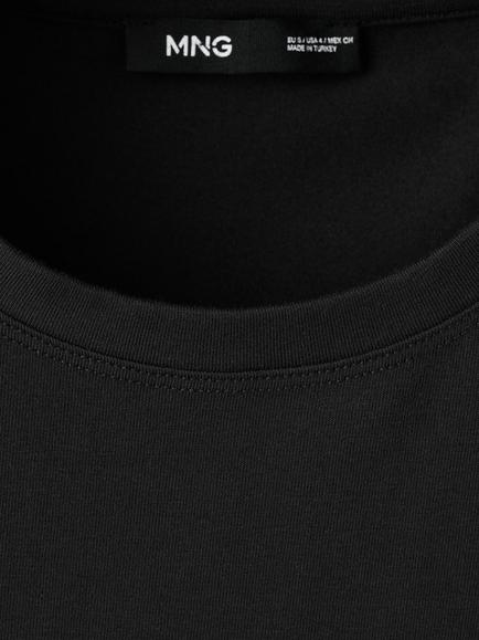 Mango Side Ruched Mini T-Shirt Dress - view 2, Black