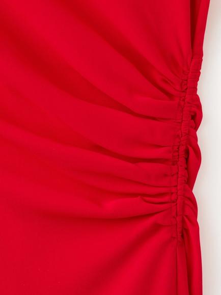 Mango Cowl Neck Sleeveless Ruched Side Midi Dress, Red - view 2, Red