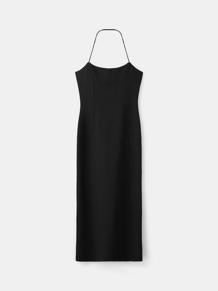 Mango Halterneck Midi Dress, Black, Black