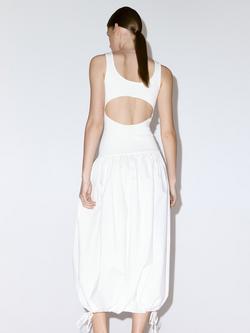 Mango Ribbed Bodice Gathered Maxi Dress, White - view 2, White