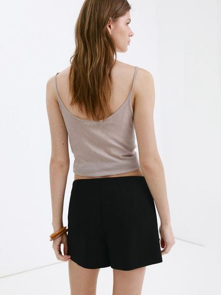 Mango High Waisted Tie Sash Detail Shorts - view 2, Black
