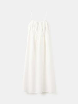 Mango Cotton Ruched Maxi Dress, White, White
