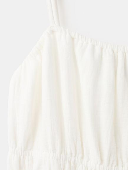 Mango Cotton Ruched Maxi Dress, White - view 2, White