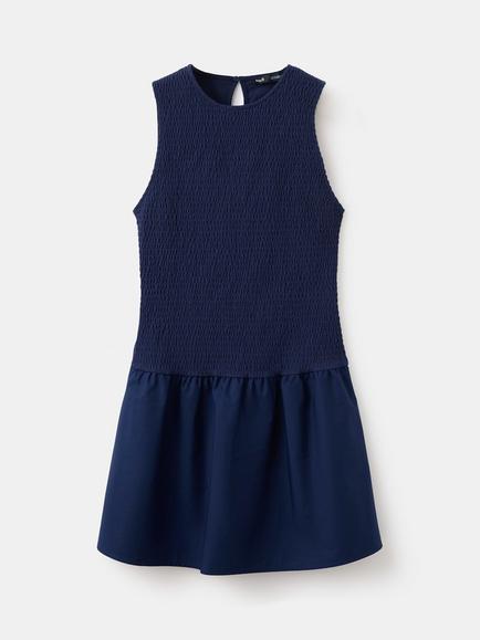 Mango Smocked Sleeveless Dress, Midnight Blue, Midnight Blue