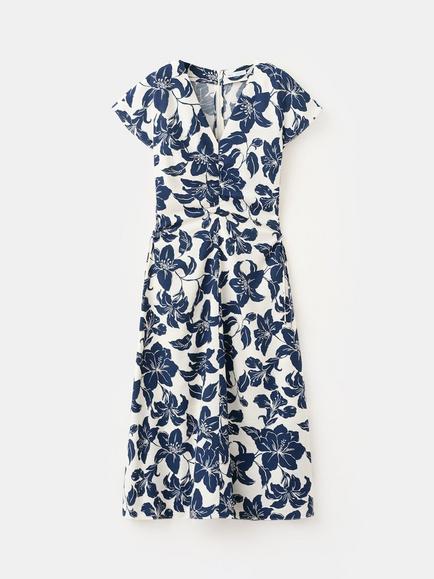 Mango Floral V-Neck Midi Dress, Raw, Raw