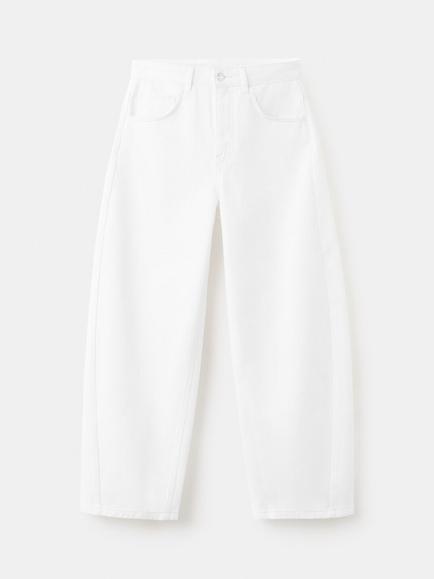 Mango Balloon Crop Loose Fit Jeans, White, White