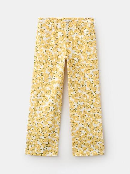 Mango Straight Fit Floral Jeans, Yellow, Yellow