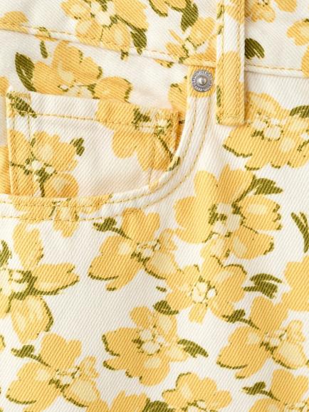 Mango Straight Fit Floral Jeans, Yellow - view 2, Yellow
