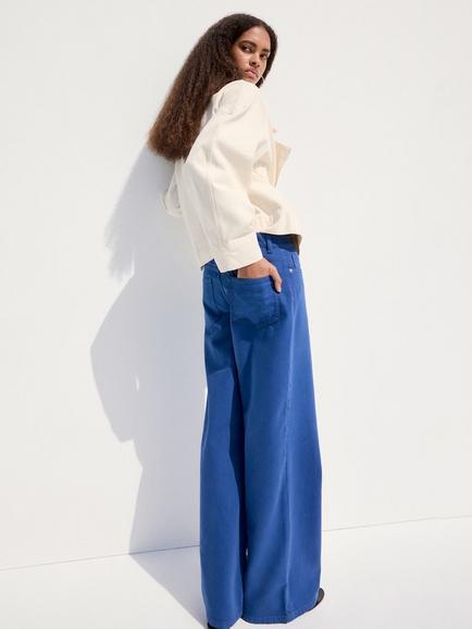 Mango Low-Rise Wide Leg Jeans, Blue - view 2, Blue