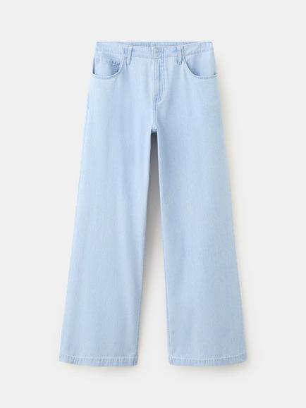 Mango Wide Leg Mid Rise Jeans, Light Blue, Light Blue