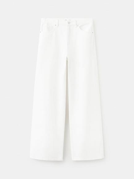 Mango Mid Rise Wide Leg Jeans, White, White