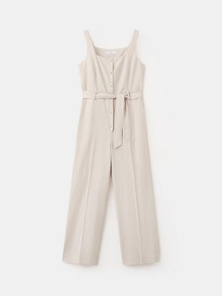 Mango Linen Blend Jumpsuit, Sand, Sand