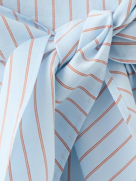 Mango Stripe Cap Sleeve Shirt, Sky Blue - view 2, Sky Blue