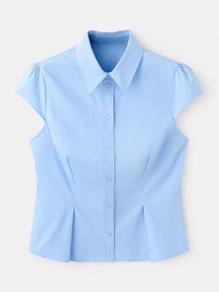 Mango Cotton Rich Tailored Shirt, Sky Blue, Sky Blue