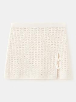Mango Mid Rise A-Line Knitted Mini Skirt, Raw, Raw