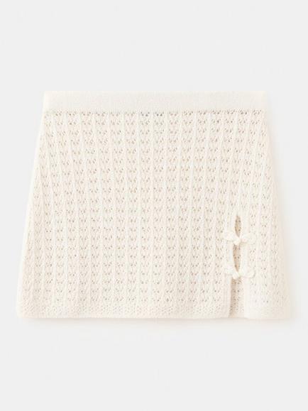 Mango Mid Rise A-Line Knitted Mini Skirt, Raw, Raw