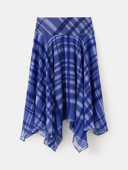 Mango Mid Rise A-Line Handkerchief Skirt, Blue, Blue
