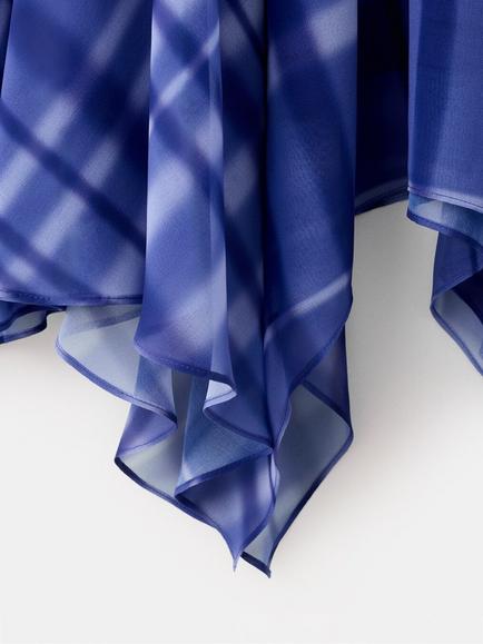 Mango Mid Rise A-Line Handkerchief Skirt, Blue - view 2, Blue