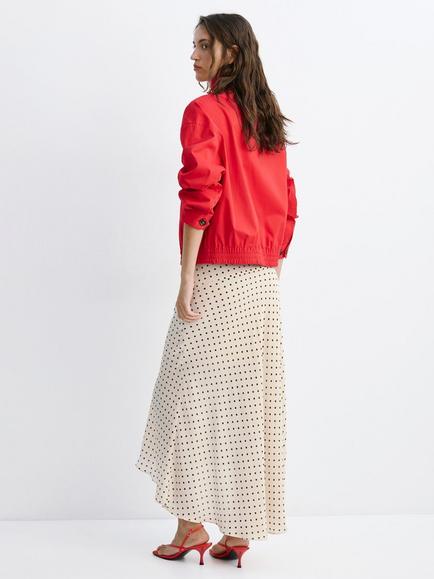 Mango A-Line High-Low Hem Polka Dot Maxi Skirt - view 2, Raw