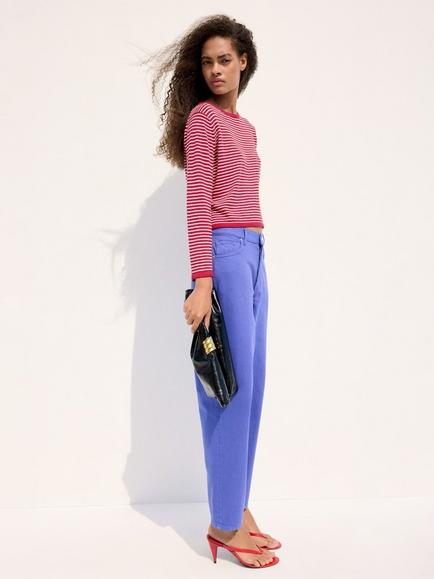 Mango Striped Cropped Jumper, Red, Red