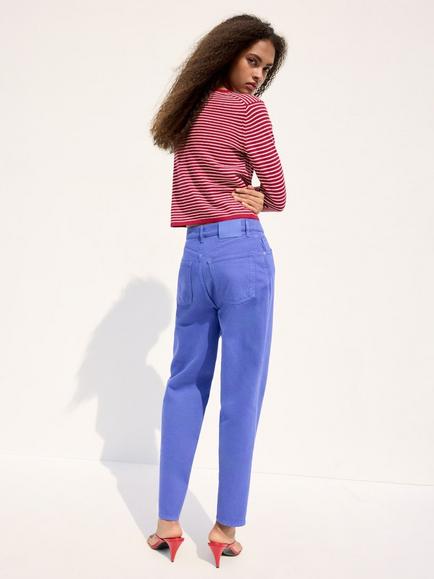 Mango Striped Cropped Jumper, Red - view 2, Red