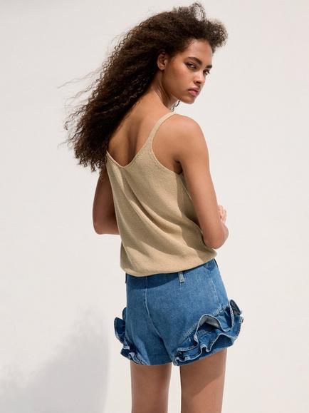 Mango V-Neck Knitted Vest, Sand - view 2, Sand