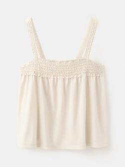 Mango Smocked Cotton Cami, Raw, Raw