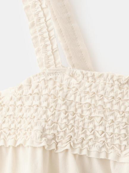 Mango Smocked Cotton Cami, Raw - view 2, Raw