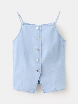 Mango Sleeveless Denim Top, Light Blue, Light Blue